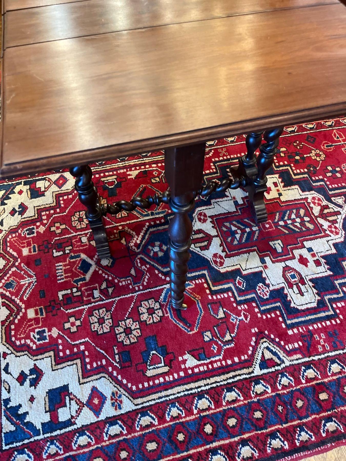 Adirondack 19thc Barley twist Drop Leaf Side Table For Sale