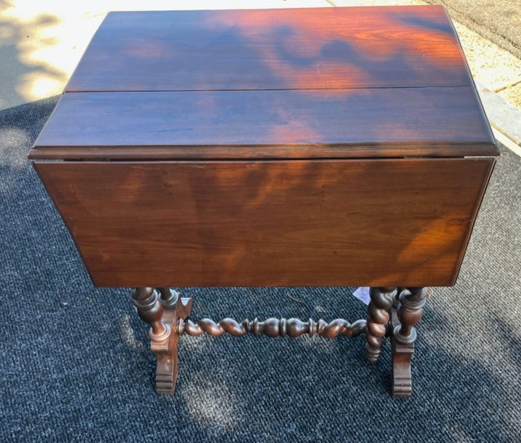 19th Century 19thc Barley twist Drop Leaf Side Table For Sale