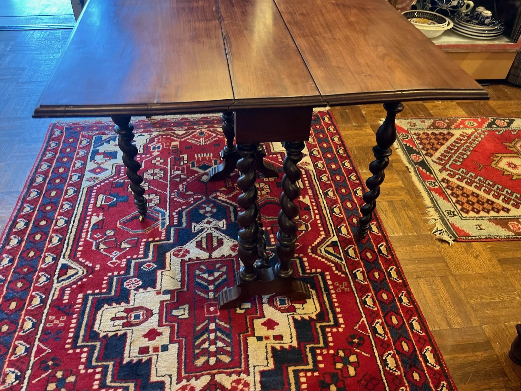 Wood 19thc Barley twist Drop Leaf Side Table For Sale