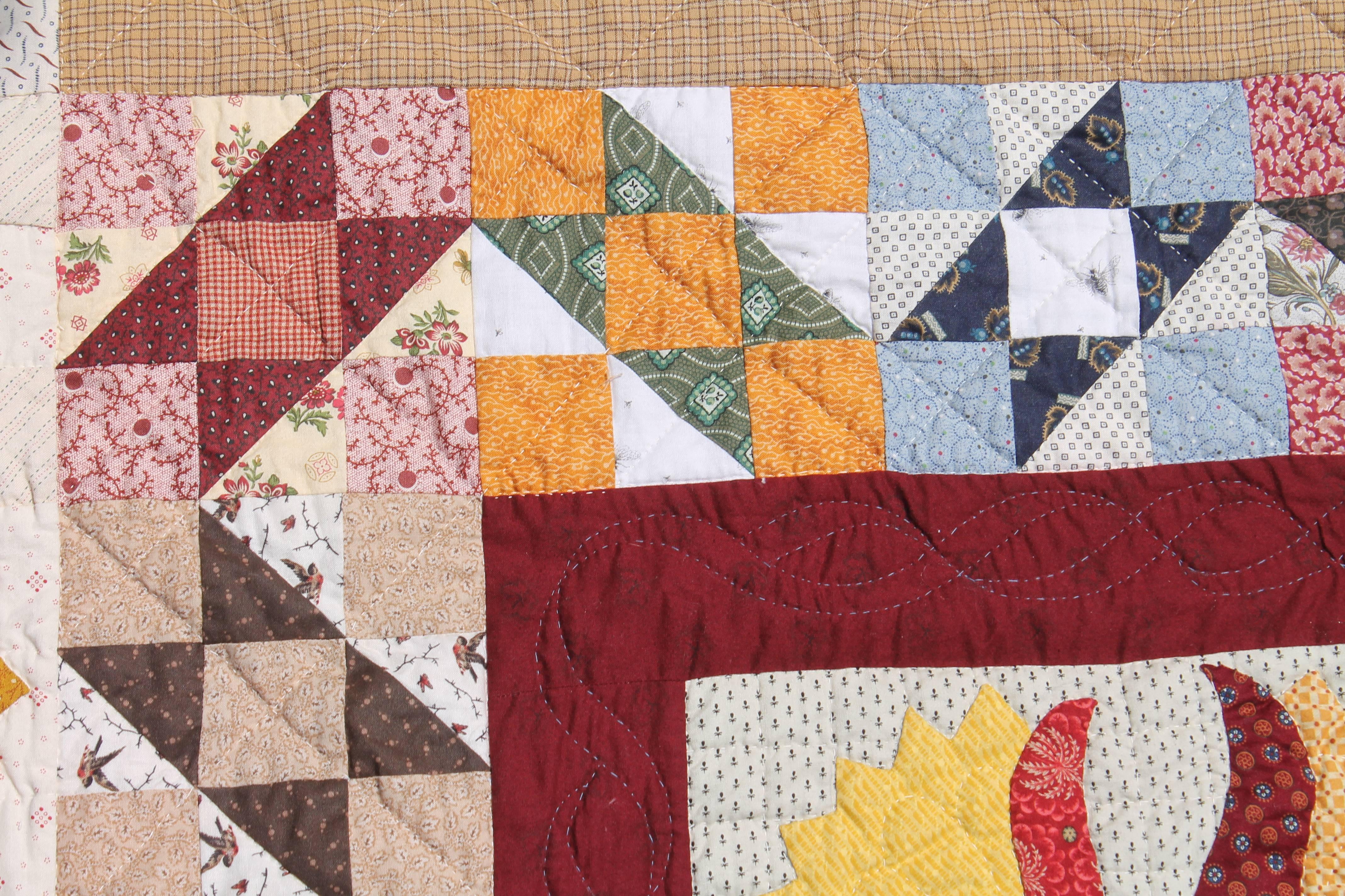 Hand-Crafted 20th Century Amazing Center Star Medallion Quilt