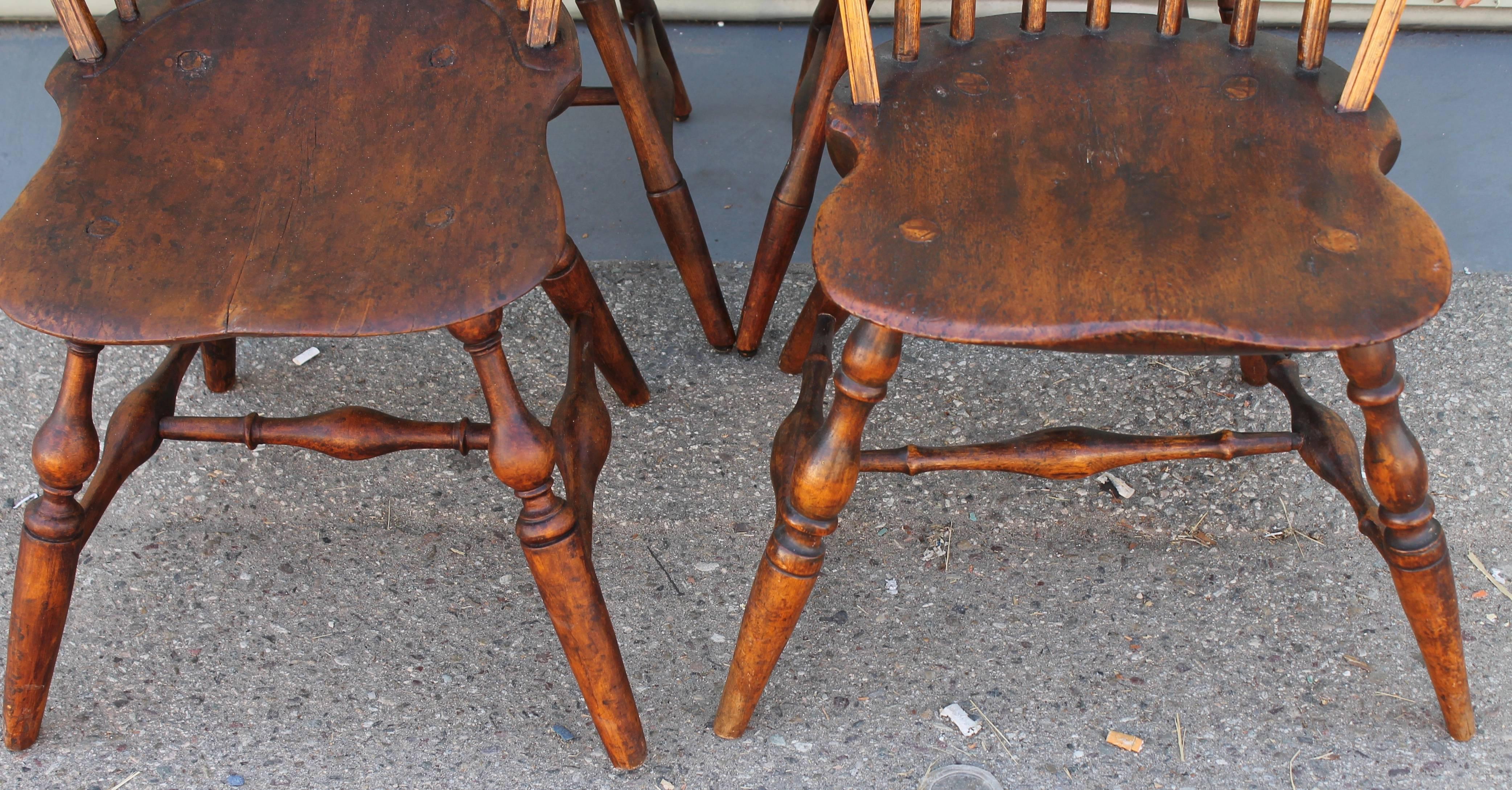 Wood Set of Four Accumulated 19th Century Windsor Chairs