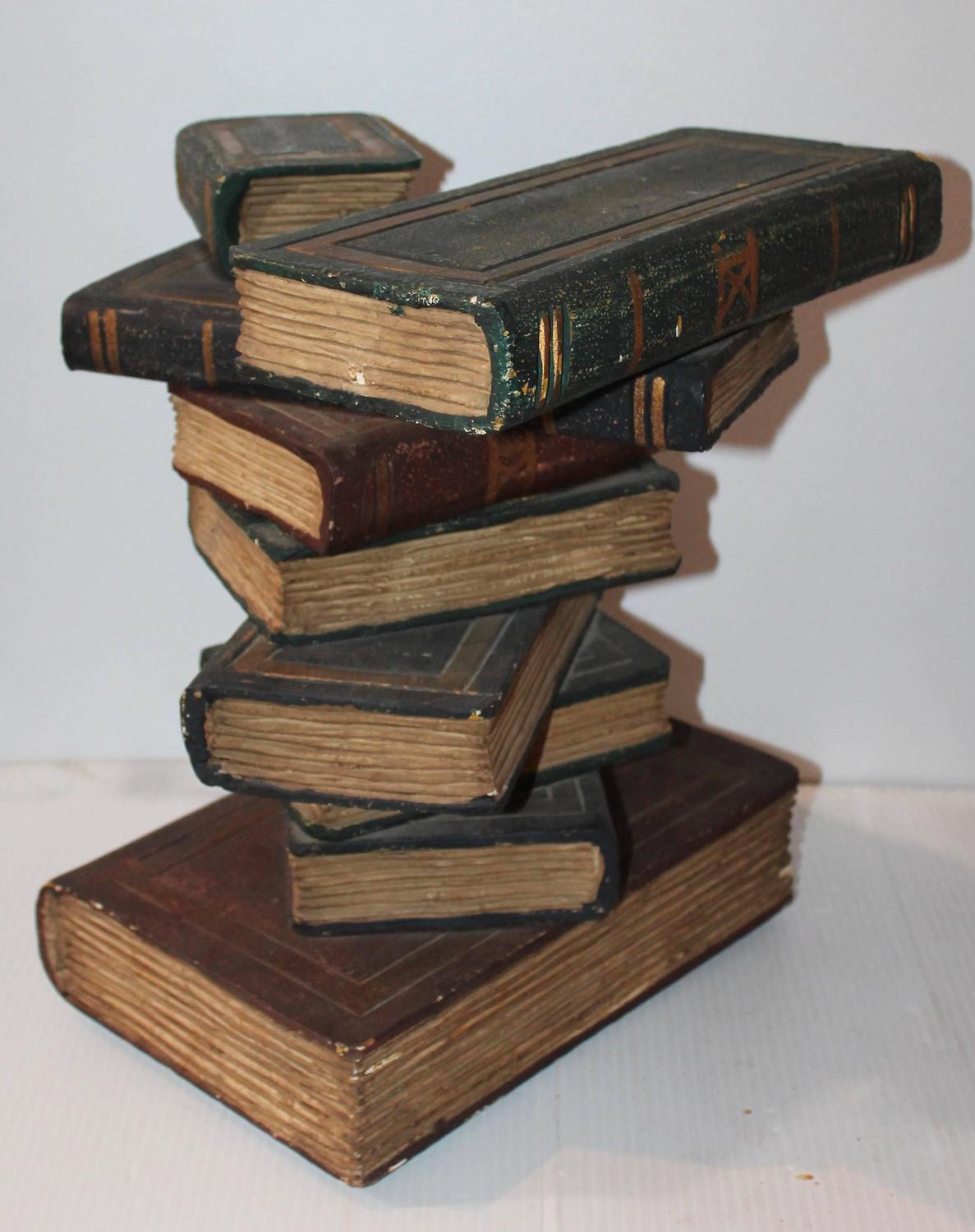 Stack of Wood Books Side Table at 1stdibs