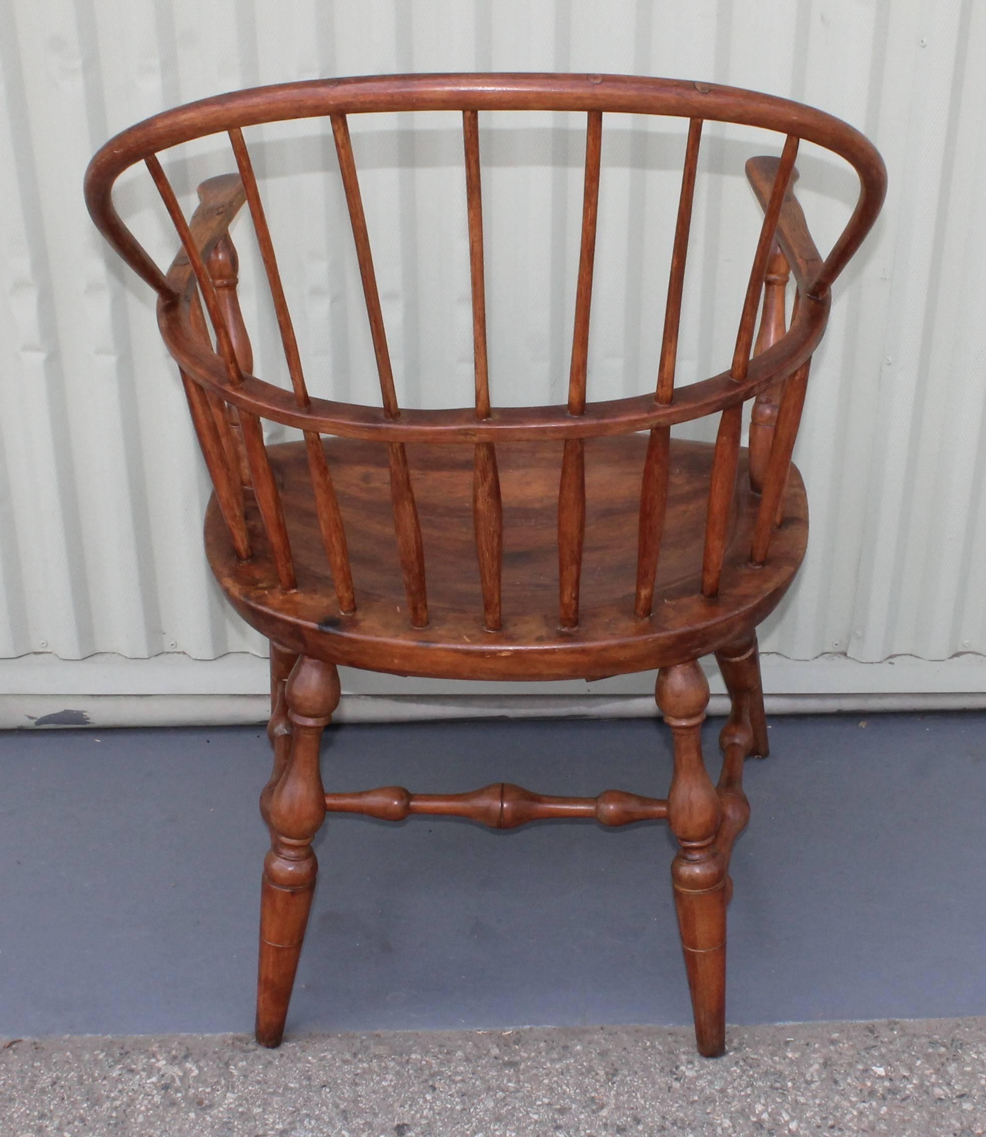 American 18th Century Sack Back Extended Arm Windsor Chair