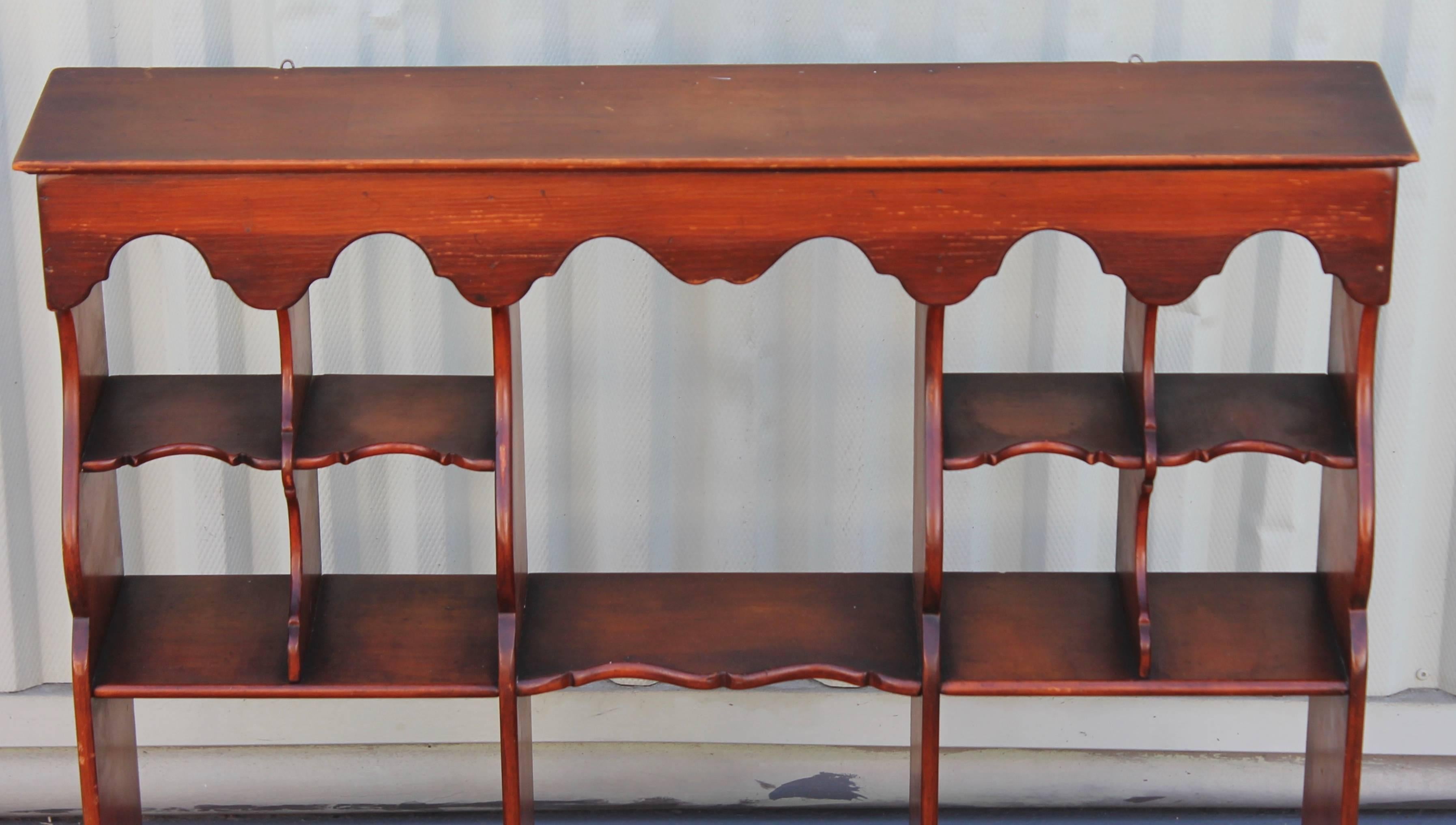 American Early 20th Century Original Surface Pine Hanging Shelf