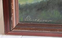 Signed Oil Painting of Horses on Board