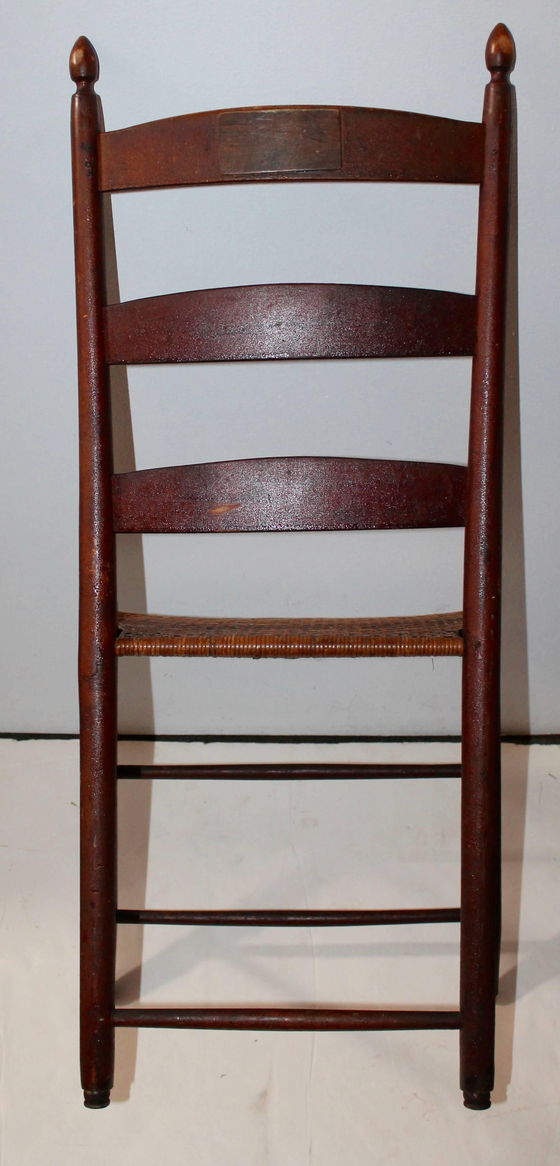 Stained 19th Century Mt. Lebanon Shaker Ladder Back and Tilter Side Chair