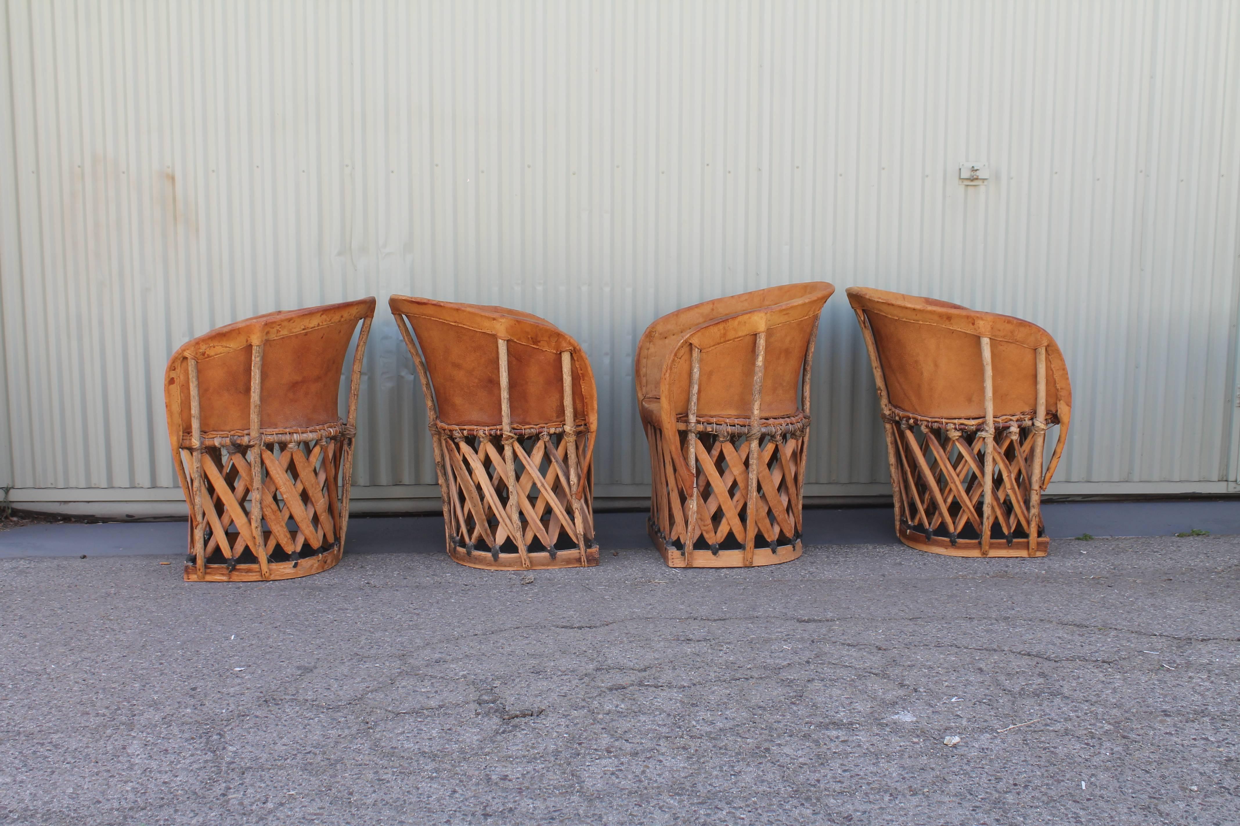 Rancho Monterey 1930s Equipale Table and Chairs from Guadalajara, Mexico