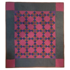 Amish Postage Stamp Nine Patch Chain Mounted Quilt