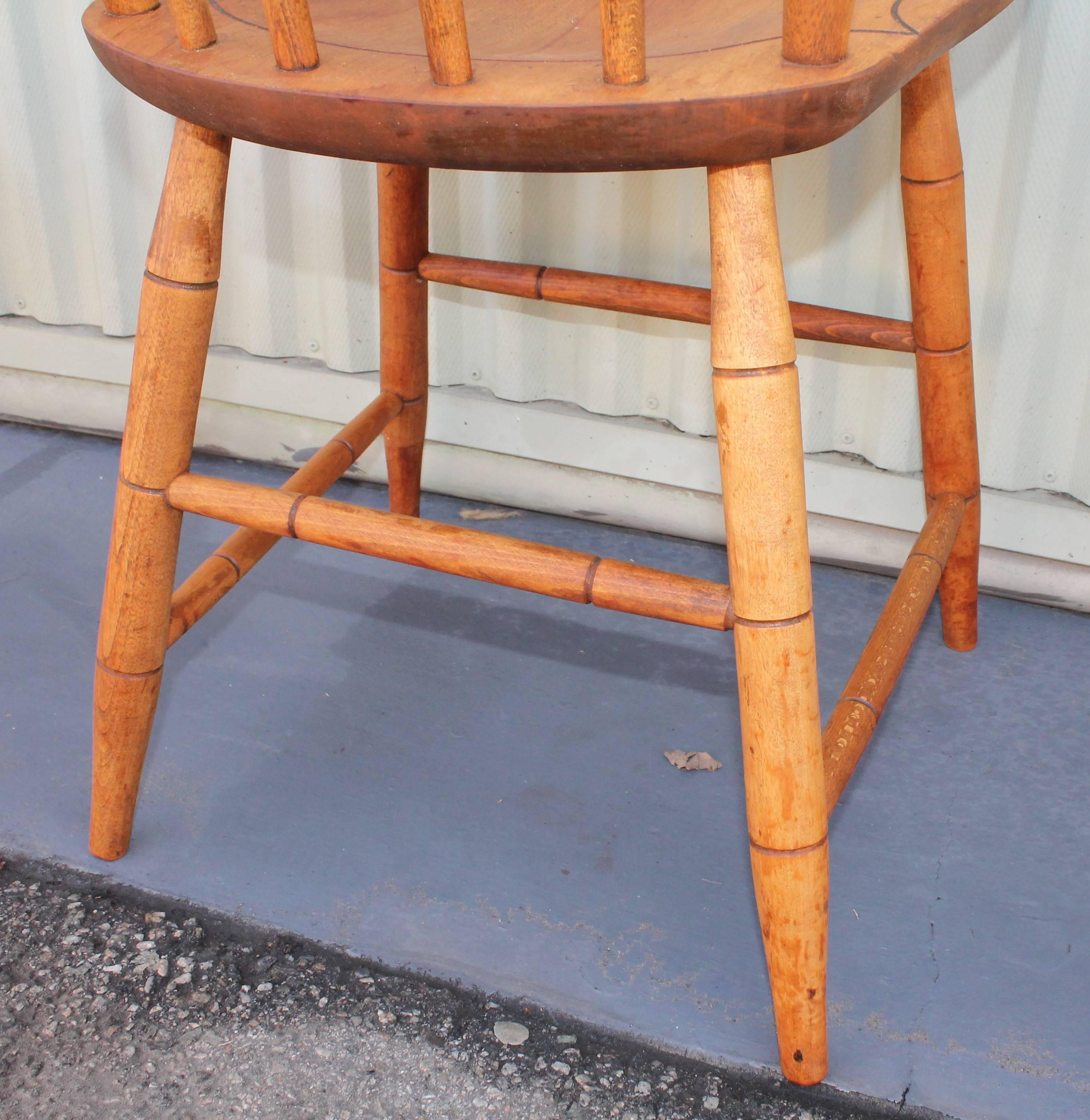 Patinated Signed Nichols and Stone Thumb Back Windsor Chairs / Set of Four