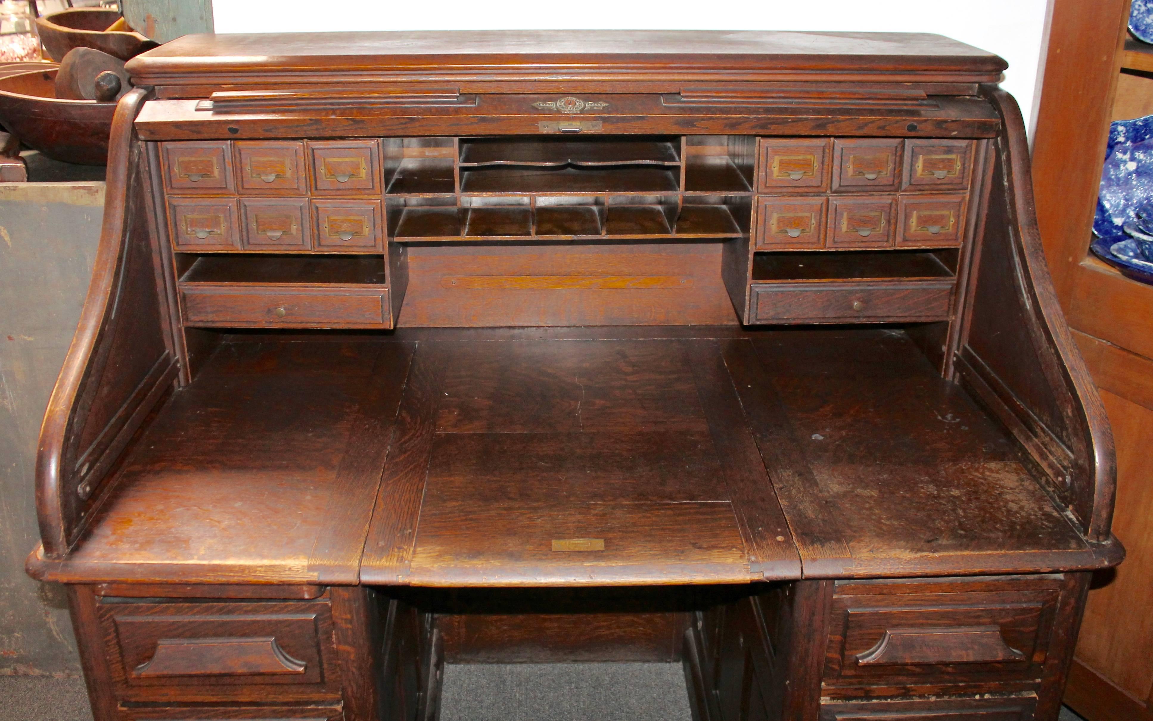 American Late 19th Century Gunn Furniture Co Roll Top Desk