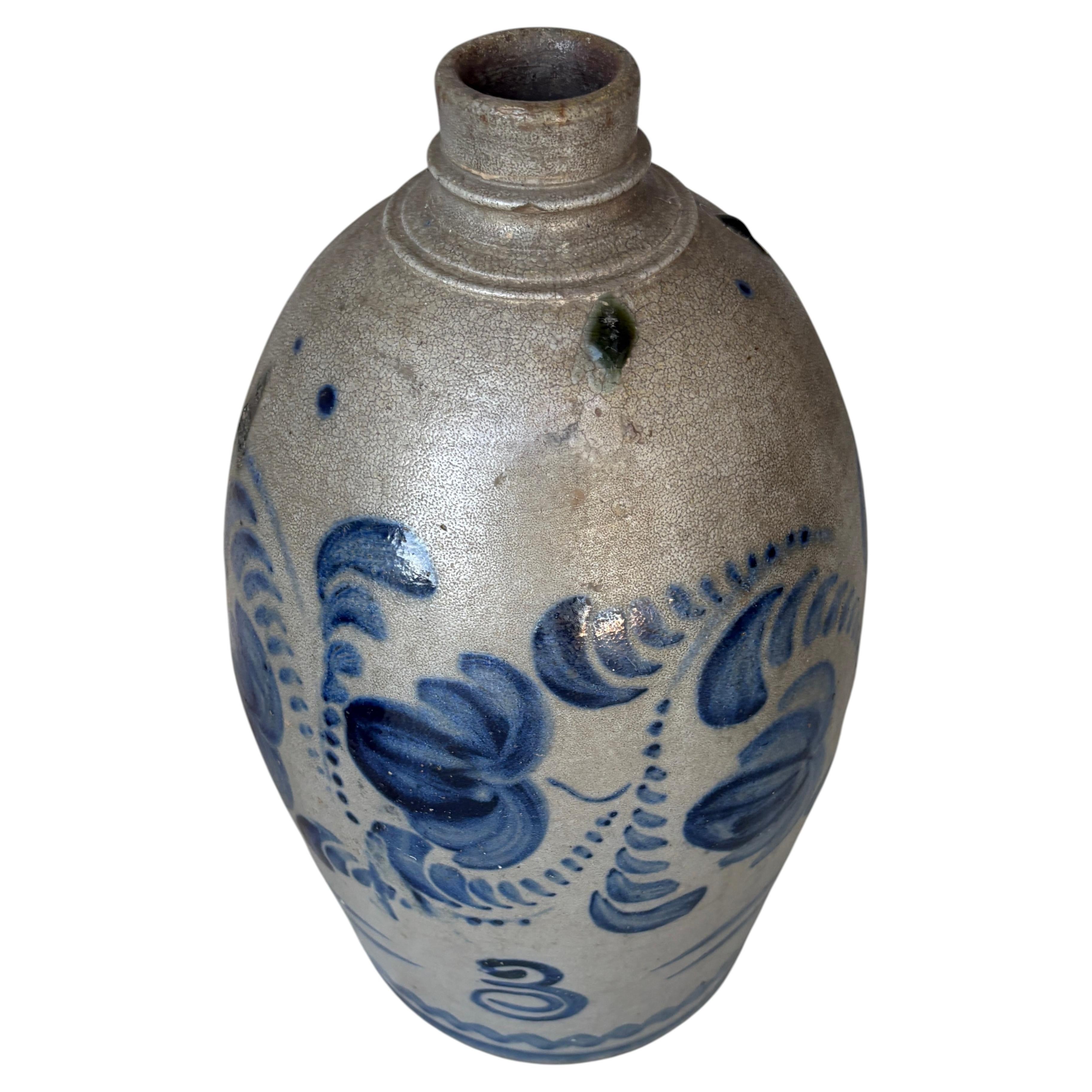 19thc 3 Gallon Decorated Jug From Pennsylvania For Sale