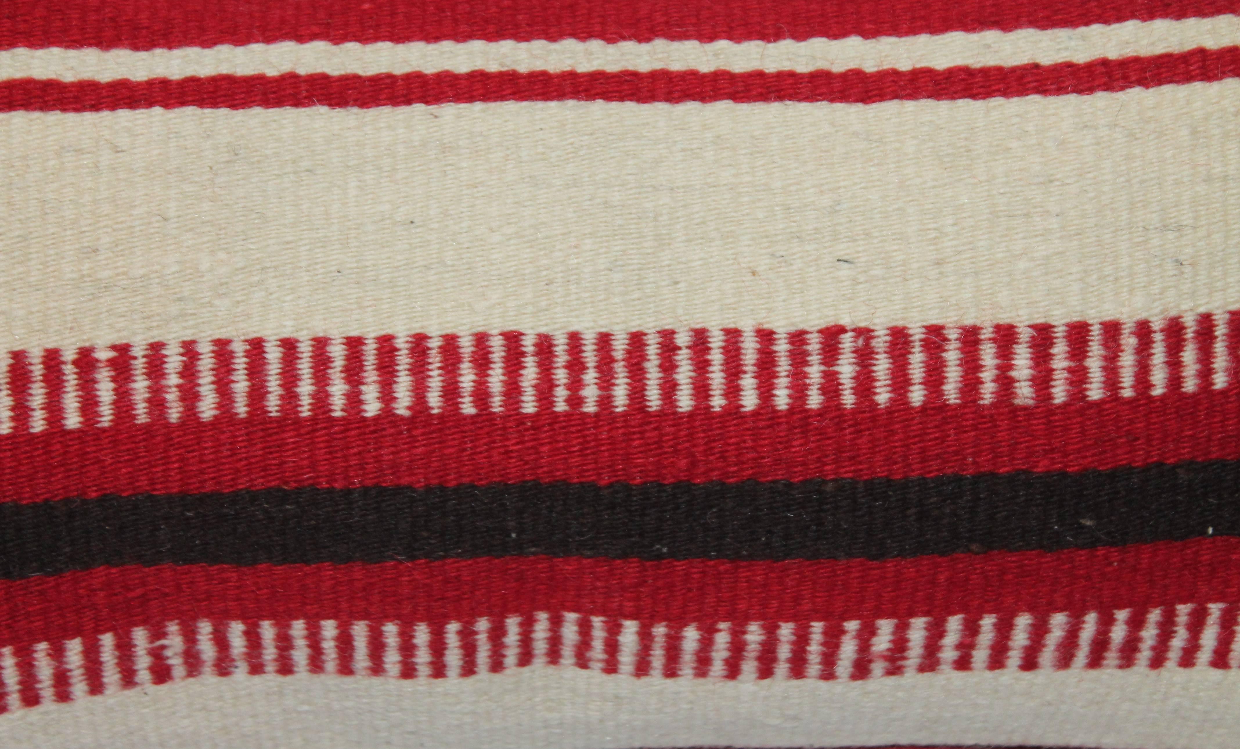 Adirondack Pair of Mexican Indian Weaving Striped Bolster Pillows