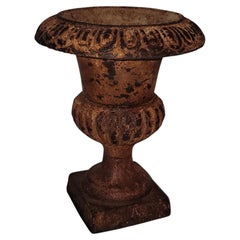 19thcOriginal Painted Mini Iron Urn