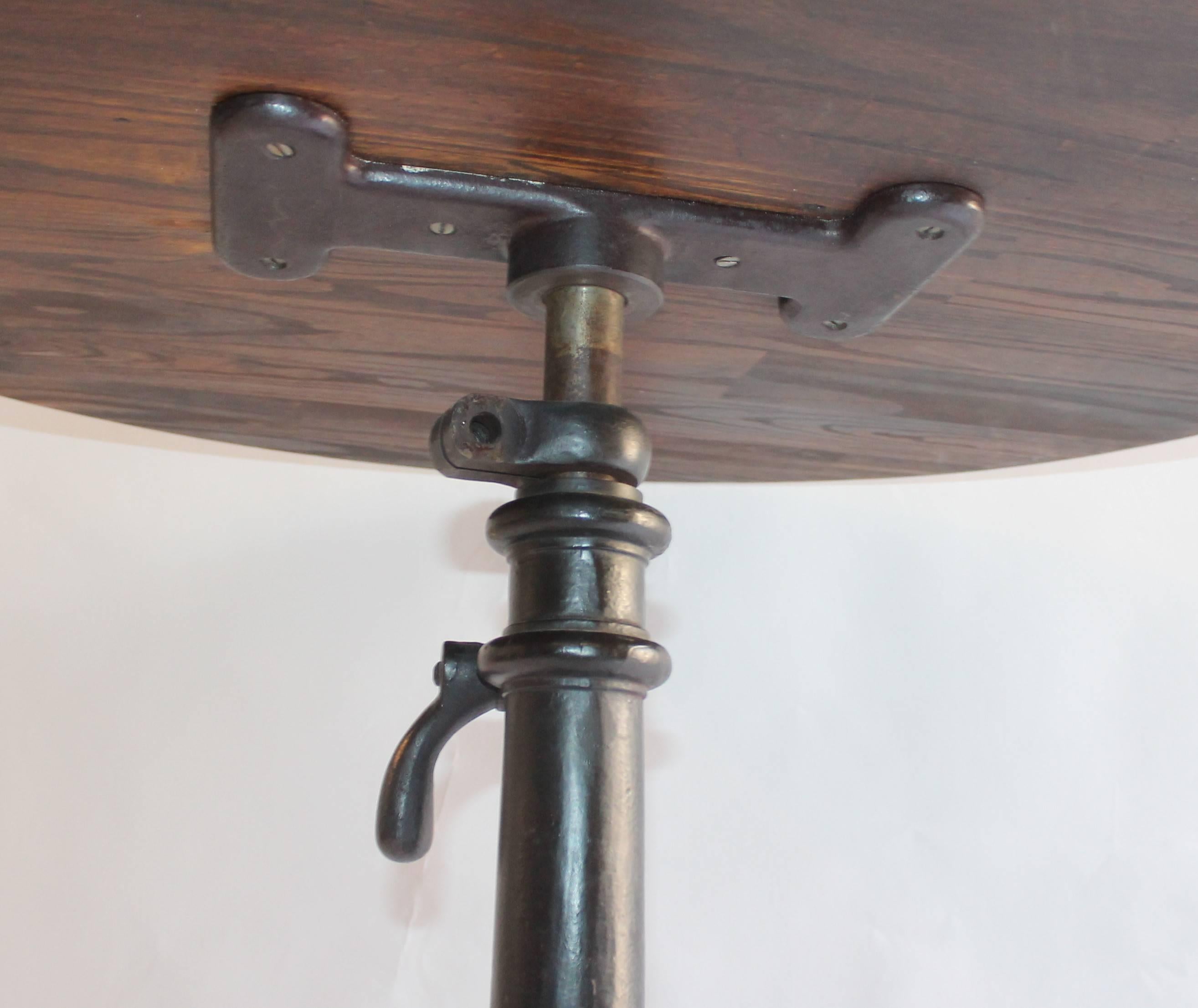 19th Century Industrial Pedestal Table with Iron Base 2