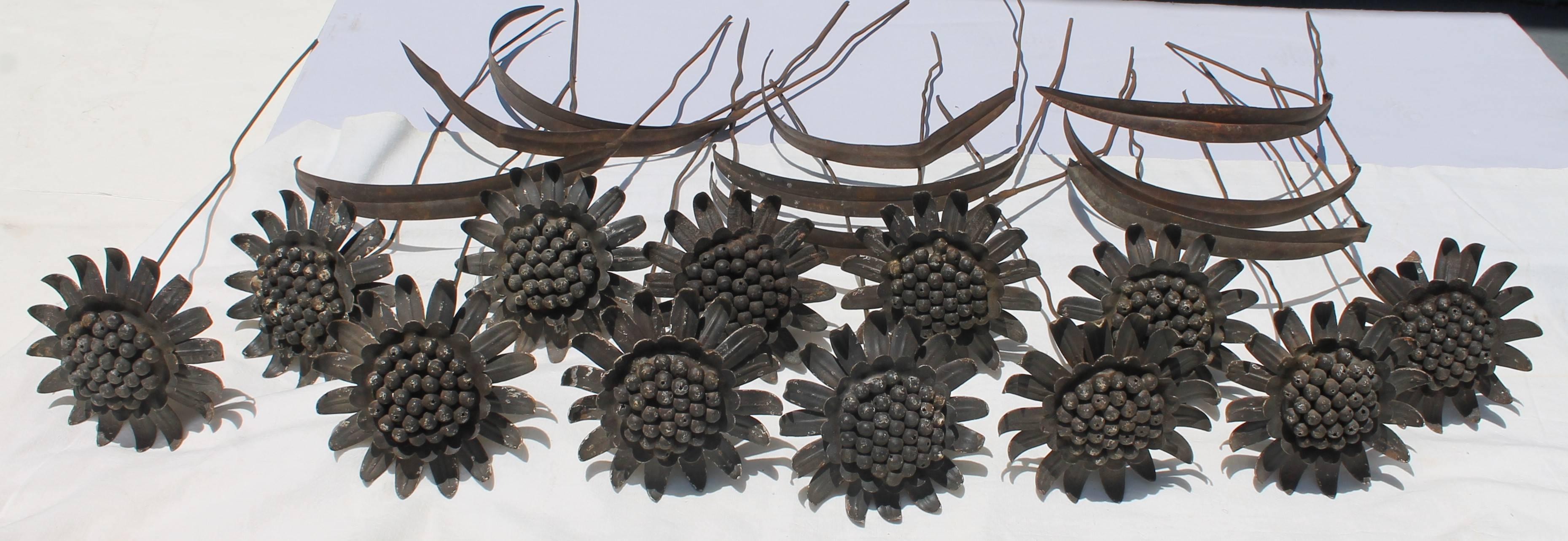 Metalwork Early 20th Century Tin Folk Art Sunflower Collection