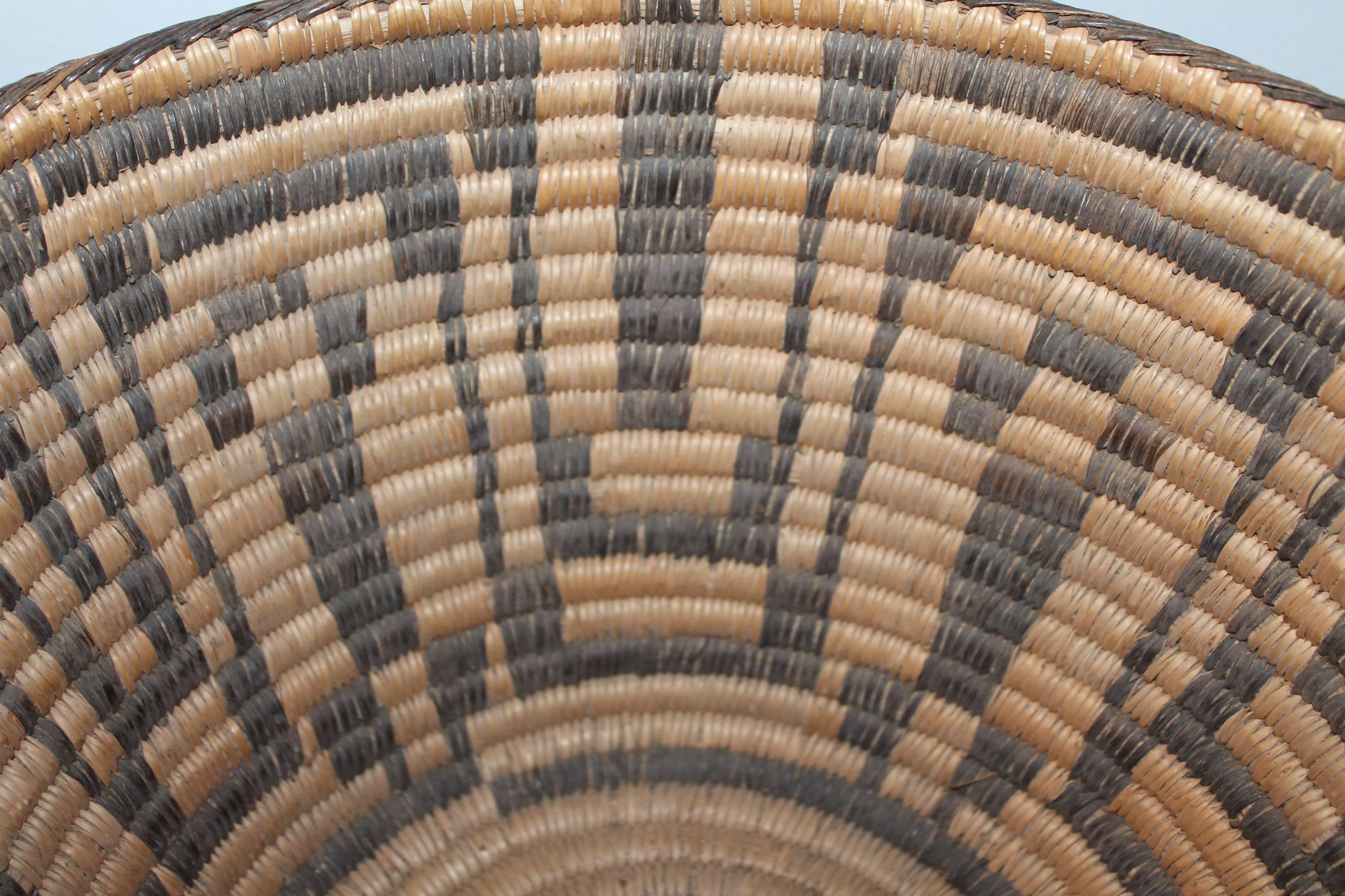 Hand-Woven Large 19th Century Geometric Pima Indian Basket