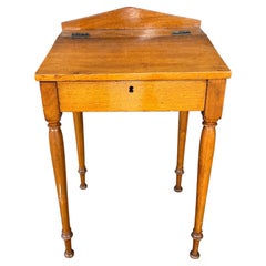 19thc Writing Desk With Tapered Legs and Single Drawer