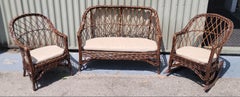 Haywood Wakerfield Wicker Set of Four Childrens chairs and Table Set