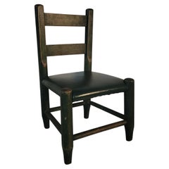 Green Painted Child's Ladder back Chair w/Green Leather Seat cushion