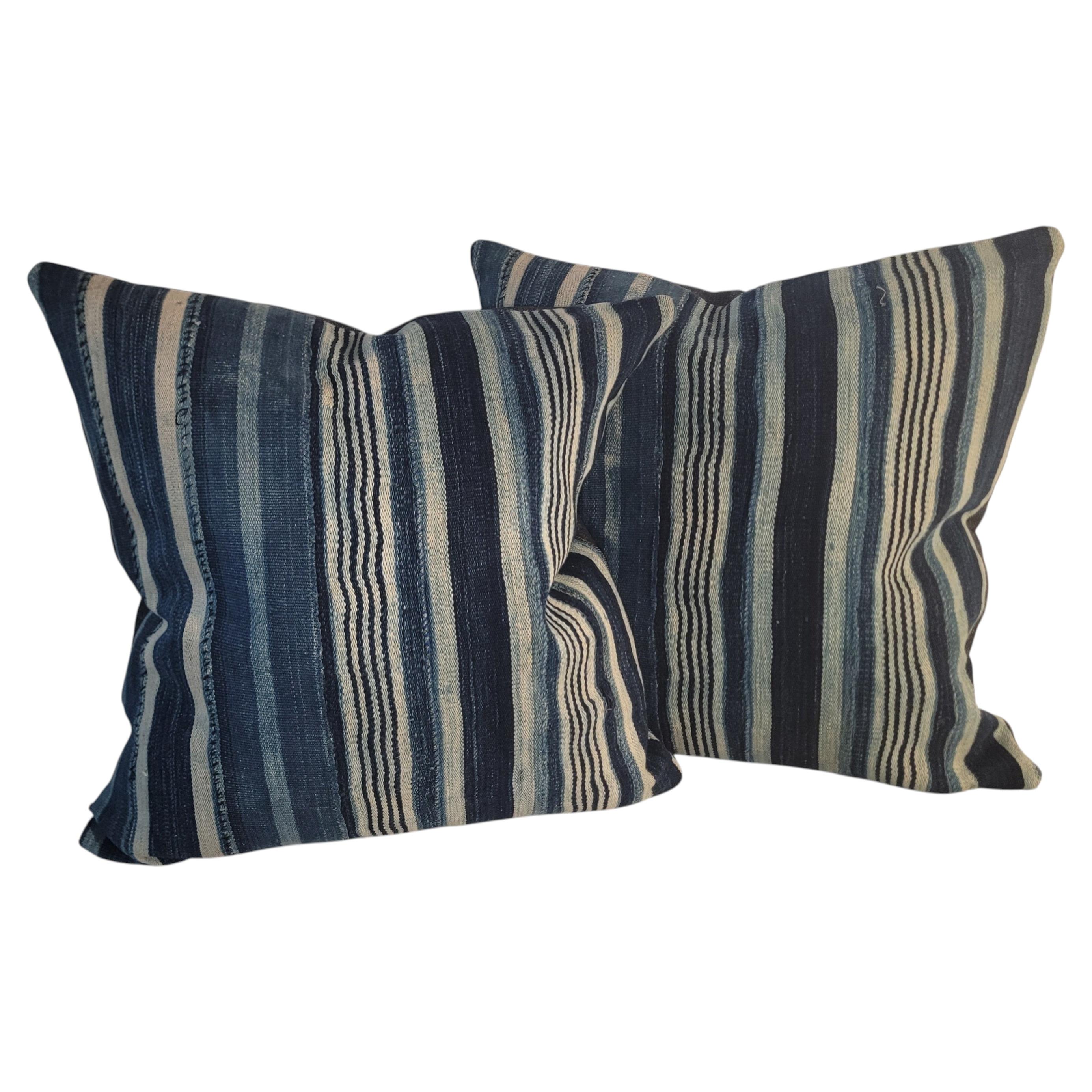 Coppia di cuscini in lino a righe