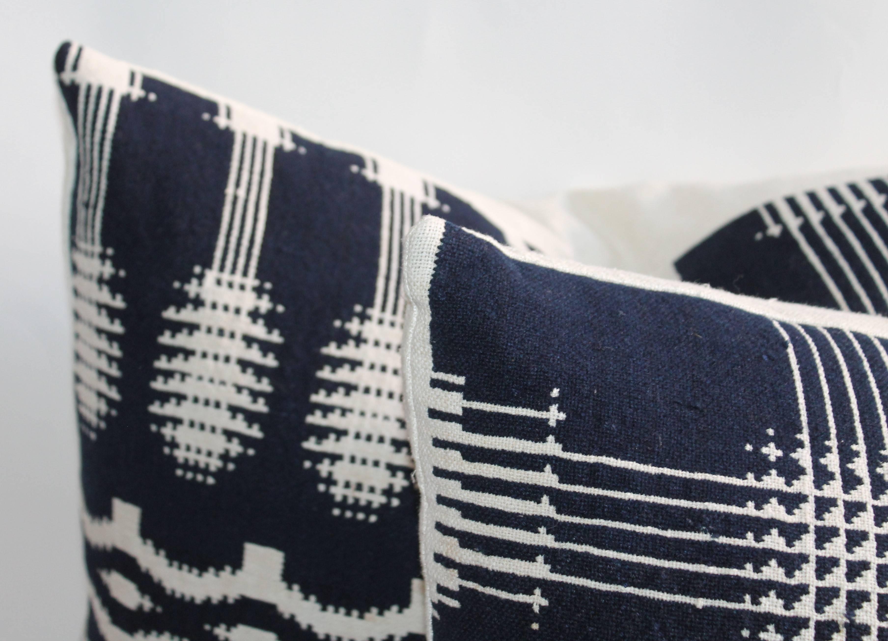 Tessile Cuscini copripiumino Jacquard tessuti a mano del XIX secolo in vendita