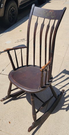 19Thc Paint Decorated Windsor Rocking Chair
