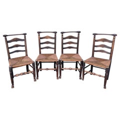 Set of Four 19Thc Ladder Back Chairs