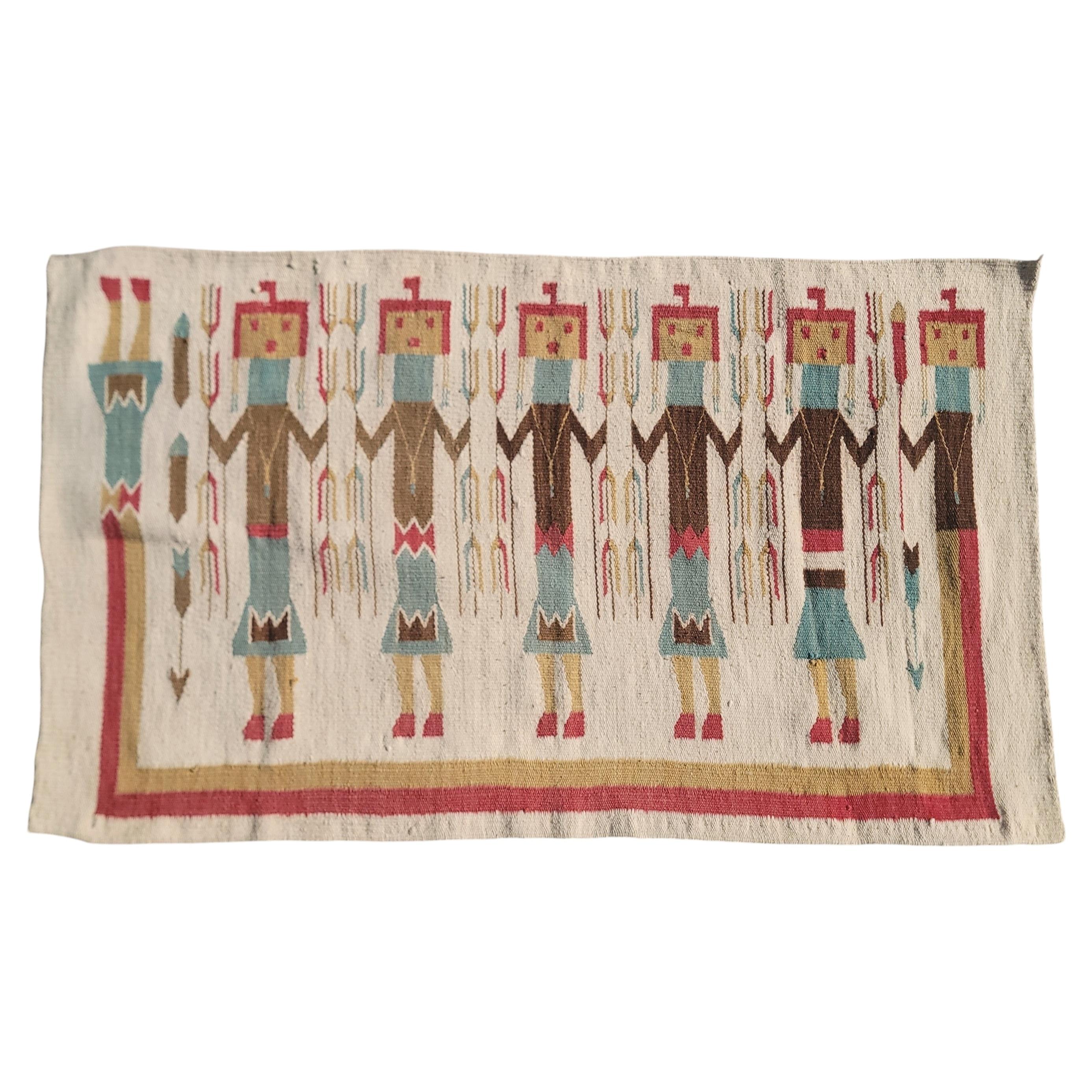 1940s Navajo Yei Weaving in Unusual Colors