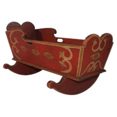 19thc Original Paint Decorated Pennsylvania Doll Cradle