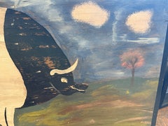 Dipinto folk con maialino su tavola