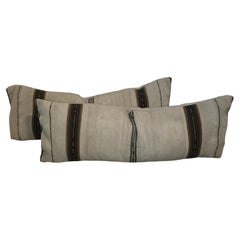 Pair of Striped 19Thc Linen Bolster pillows