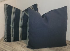 19Thc Striped Linen Pillows-Pair