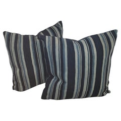 Striped 19thc Linen Pillows -Pair
