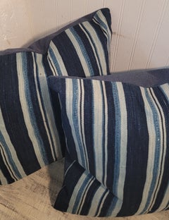 Striped 19thc Linen Pillows -Pair