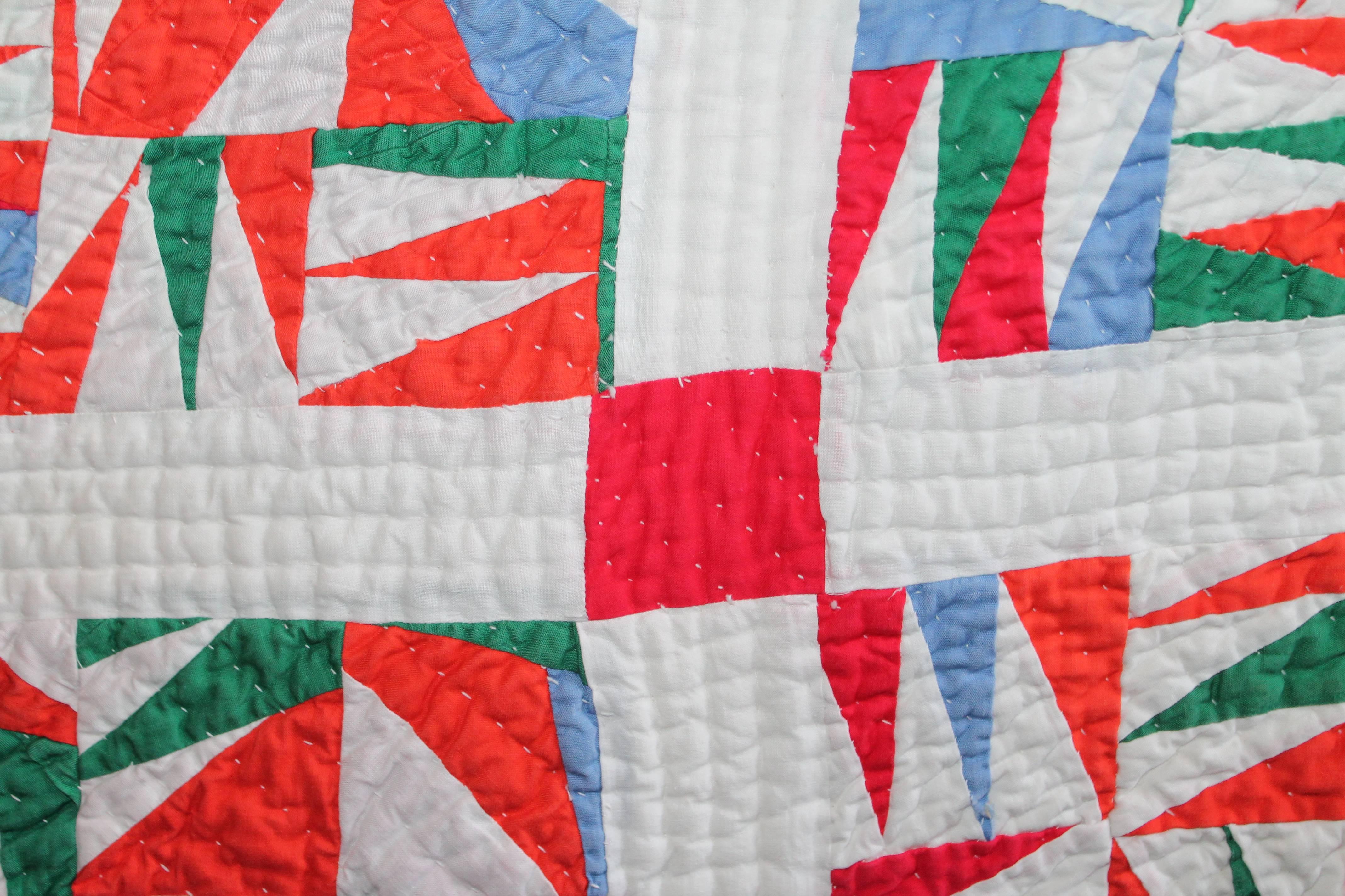 Quilted Folky Mini-Pieced Crazy Quilt