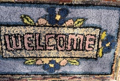Hand-Hooked Mounted Welcome Rug from Pennsylvania