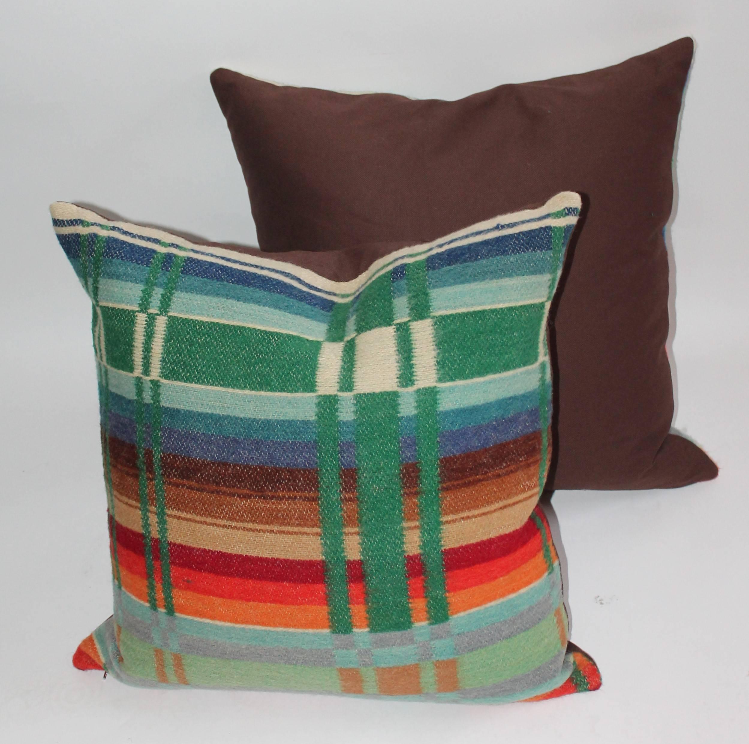 Adirondack 19th Century Colorful Wool Horse Blanket Pillows