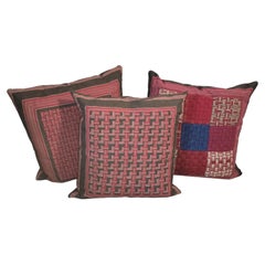 Collection of 19Thc Basket Weave Ticking Pillows -3
