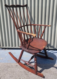 19Thc High Back Windsor Rocking Chair