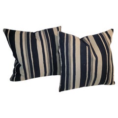 Blue and White Striped Linen Pillows