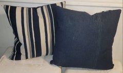 Blue and White Striped Linen Pillows