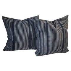 Blue and White Striped Linen Pillows
