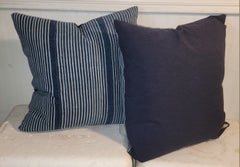 Blue and White Striped Linen Pillows