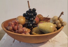 19Thc Butter Bowl W/ Collection of 17 Pcs. of Alabaster Fruit