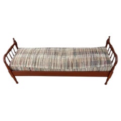 19thc Pine Daybed W/Custom Made Rag Rug Cushions