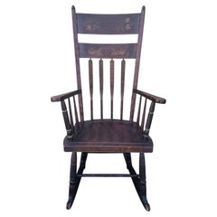 19thc Windsor Arrow Back Rocking Chair W/ Original Paint Decoration