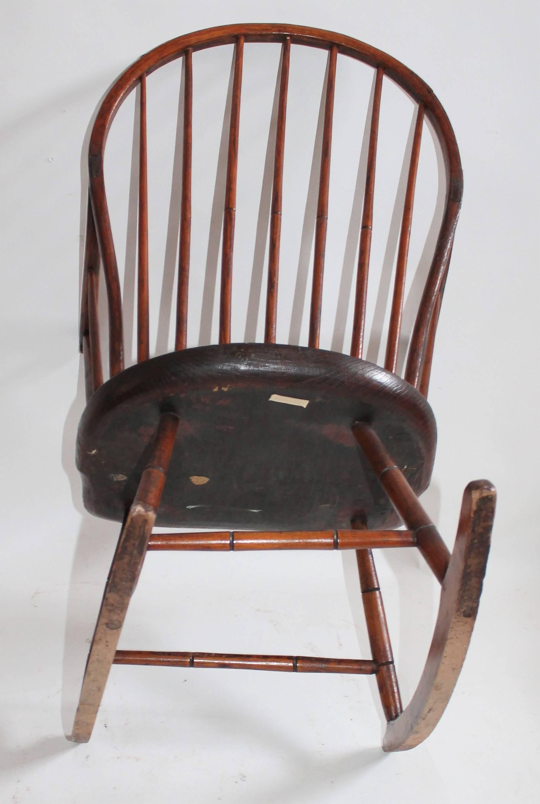 American 18th Century Extended Arm Windsor Rocking Chair