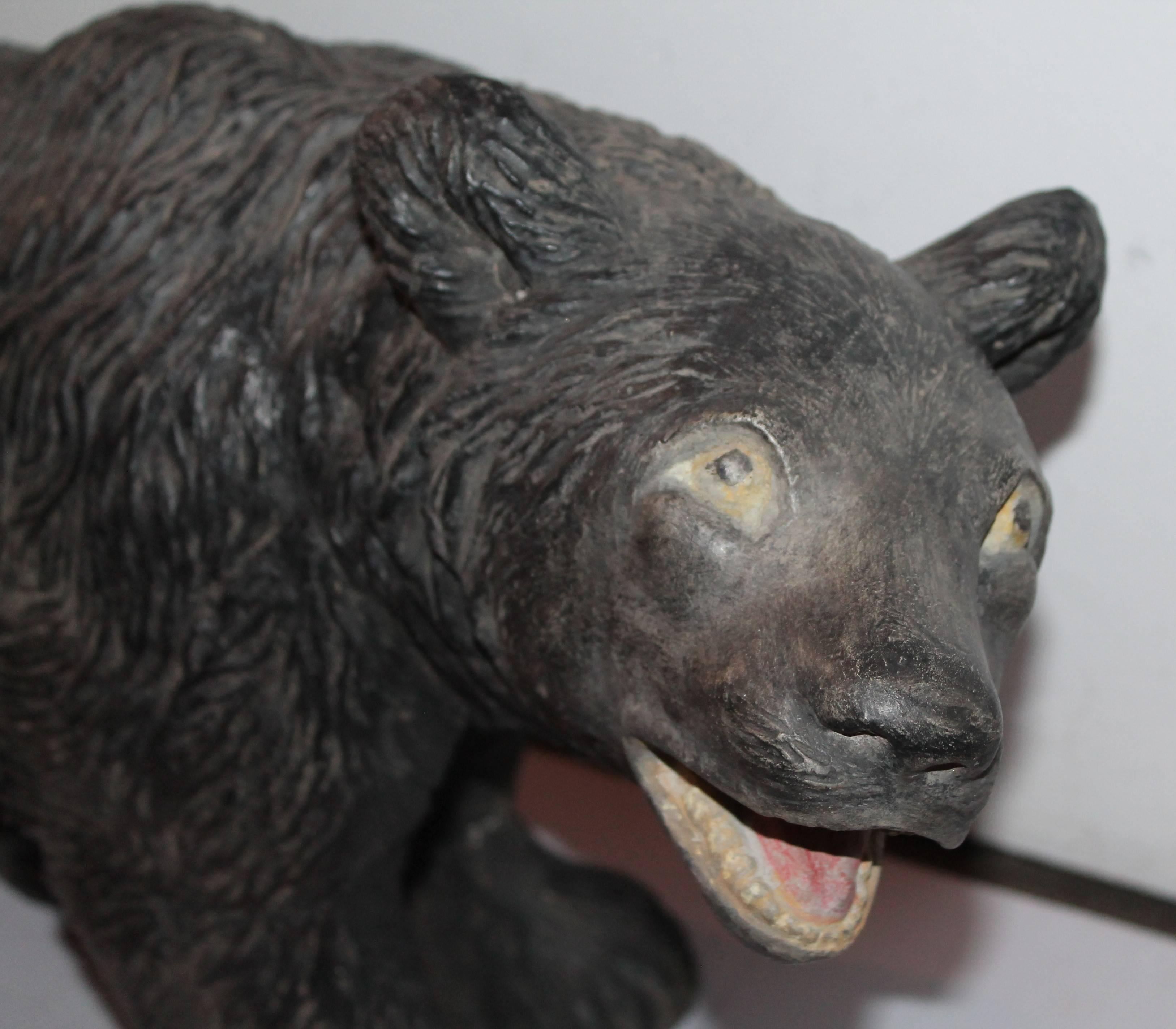 This original painted large black bear is in concrete and in great as found condition. Great for a cabin or ranch.