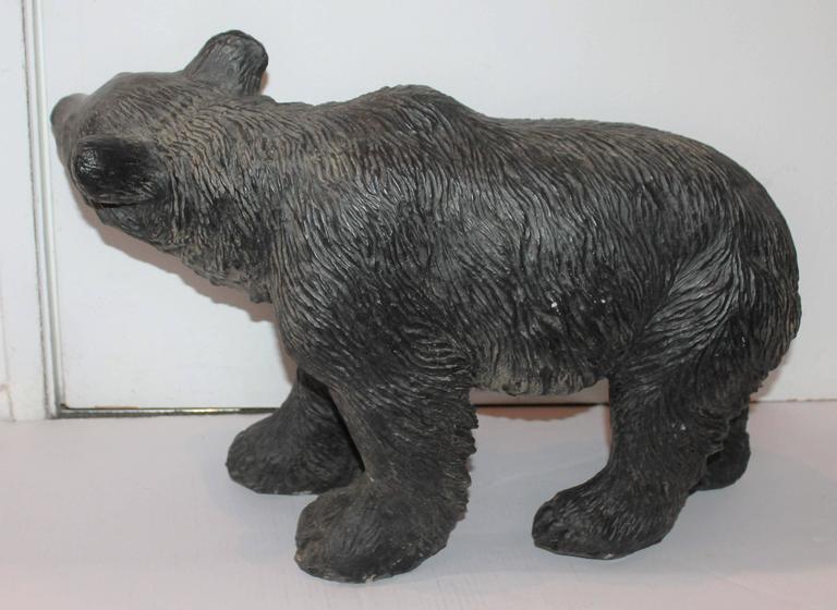 Monumental Original Painted Concrete Black Bear at 1stDibs