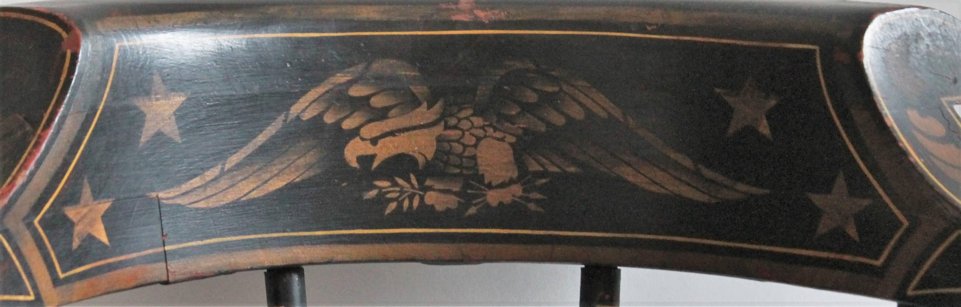 Original bemalter Kapitänsstuhl mit Adler und Sternen, 19. Jahrhundert (Handbemalt) im Angebot